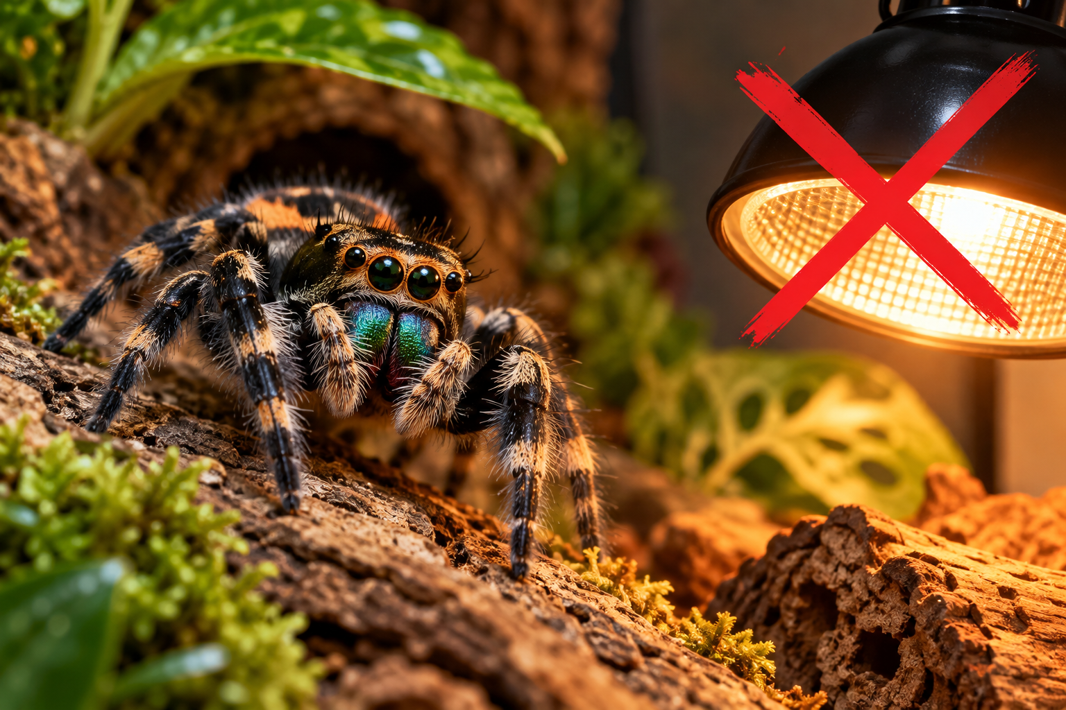 Lampe chauffante pour araignée : est-ce dangereux dans un terrarium ?